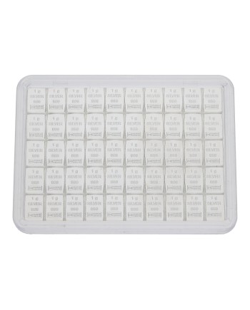Barres de table en argent 50 x 1 gramme d'argent fin 999 certifié ESG & Valcambi Suisse