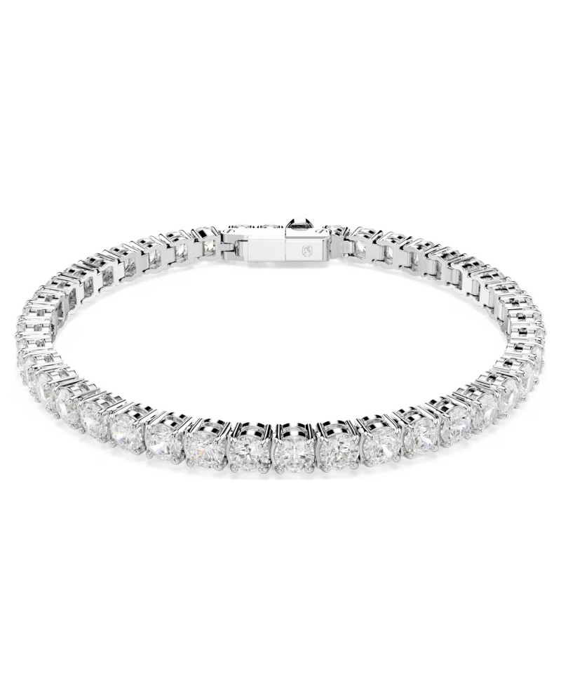 Bracelet Swarovski Matrix Tennis 5724480 coupe ronde, blanc, rhodié, taille M