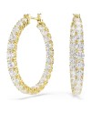 Boucles d'oreilles créoles Swarovski Matrix 5750620 coupe ronde, blanc, plaqué or 18 carats