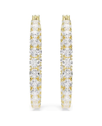 Boucles d'oreilles créoles Swarovski Matrix 5750620 coupe ronde, blanc, plaqué or 18 carats