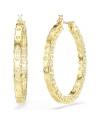 Boucles d'oreilles créoles Swarovski Matrix 5750620 coupe ronde, blanc, plaqué or 18 carats