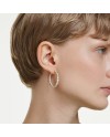 Boucles d'oreilles créoles Swarovski Matrix 5750620 coupe ronde, blanc, plaqué or 18 carats