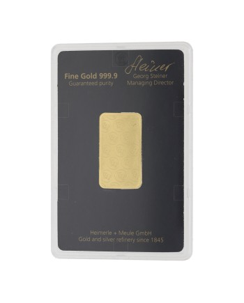 Lingot d'or 20 grammes Heimerle + Meule Feingold 999,9 LBMA certifié GB-2026-66