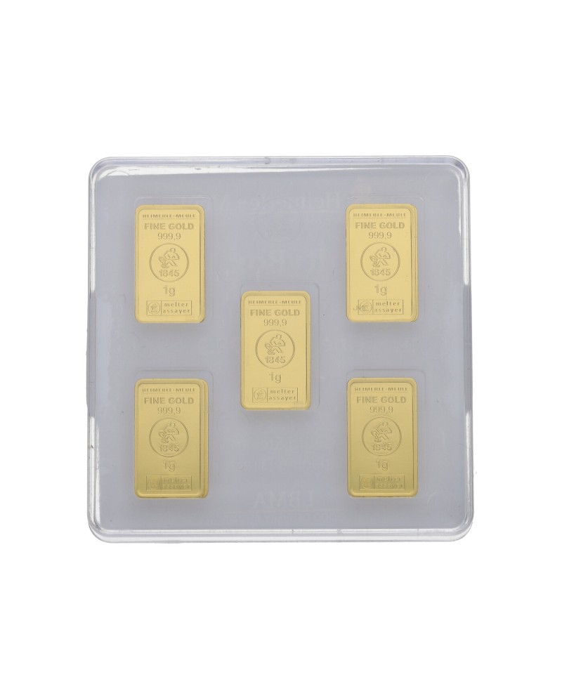 Lingots d'or 10 x 1 gramme UnityBox Heimerle+Meule Feingold 999.9 certifié GB-2
