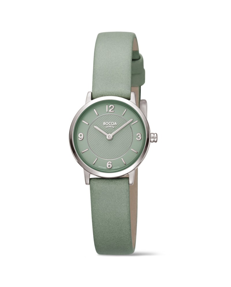 Montre femme Boccia Trend 3371-01 titane, bracelet cuir, vert