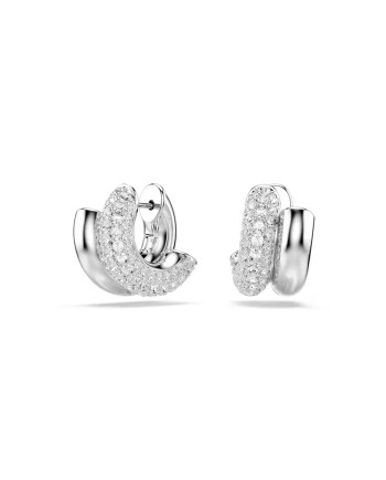 Boucles d'oreilles créoles Swarovski Dextera 5738197 taille ronde, mini, blanc, plaqué rhodium