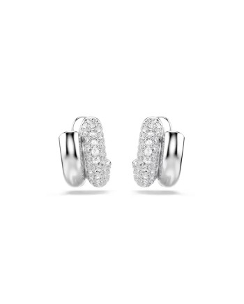 Boucles d'oreilles créoles Swarovski Dextera 5738197 taille ronde, mini, blanc, plaqué rhodium