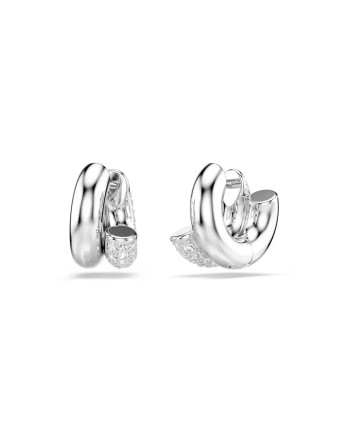 Boucles d'oreilles créoles Swarovski Dextera 5738197 taille ronde, mini, blanc, plaqué rhodium