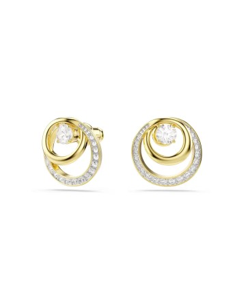 Clous d'oreilles Swarovski Hyperbola 5740407, coupe ronde, blanc, plaqué or