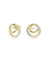 Clous d'oreilles Swarovski Hyperbola 5740407, coupe ronde, blanc, plaqué or