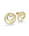 Clous d'oreilles Swarovski Hyperbola 5740407, coupe ronde, blanc, plaqué or