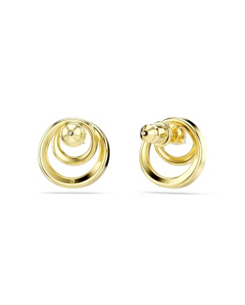 Clous d'oreilles Swarovski Hyperbola 5740407, coupe ronde, blanc, plaqué or