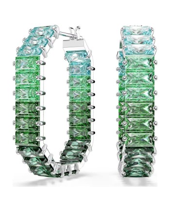 Boucles d'oreilles Swarovski Matrix Hoop 5705787 taille baguette, forme octogonale, dégradé de couleurs, vert