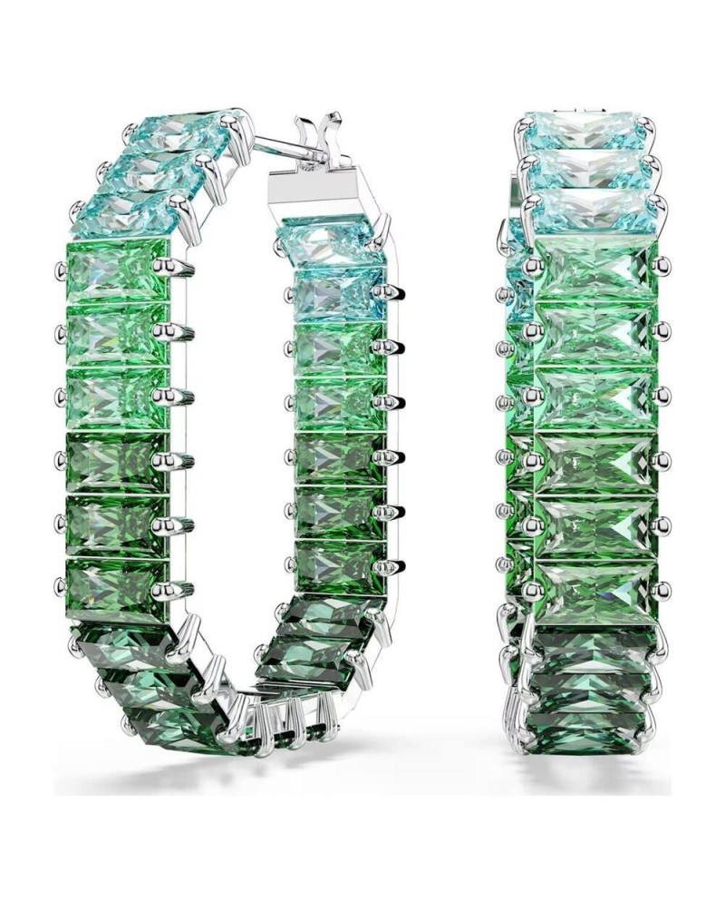 Boucles d'oreilles Swarovski Matrix Hoop 5705787 taille baguette, forme octogonale, dégradé de couleurs, vert