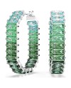 Boucles d'oreilles Swarovski Matrix Hoop 5705787 taille baguette, forme octogonale, dégradé de couleurs, vert