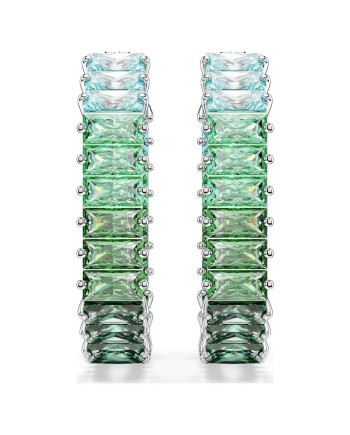 Boucles d'oreilles Swarovski Matrix Hoop 5705787 taille baguette, forme octogonale, dégradé de couleurs, vert