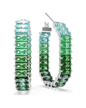 Boucles d'oreilles Swarovski Matrix Hoop 5705787 taille baguette, forme octogonale, dégradé de couleurs, vert