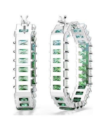 Boucles d'oreilles Swarovski Matrix Hoop 5705787 taille baguette, forme octogonale, dégradé de couleurs, vert