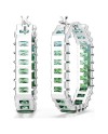 Boucles d'oreilles Swarovski Matrix Hoop 5705787 taille baguette, forme octogonale, dégradé de couleurs, vert