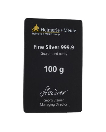 Heimerle + Meule Lingot d'argent moulé de 100 grammes SB-2025-01
