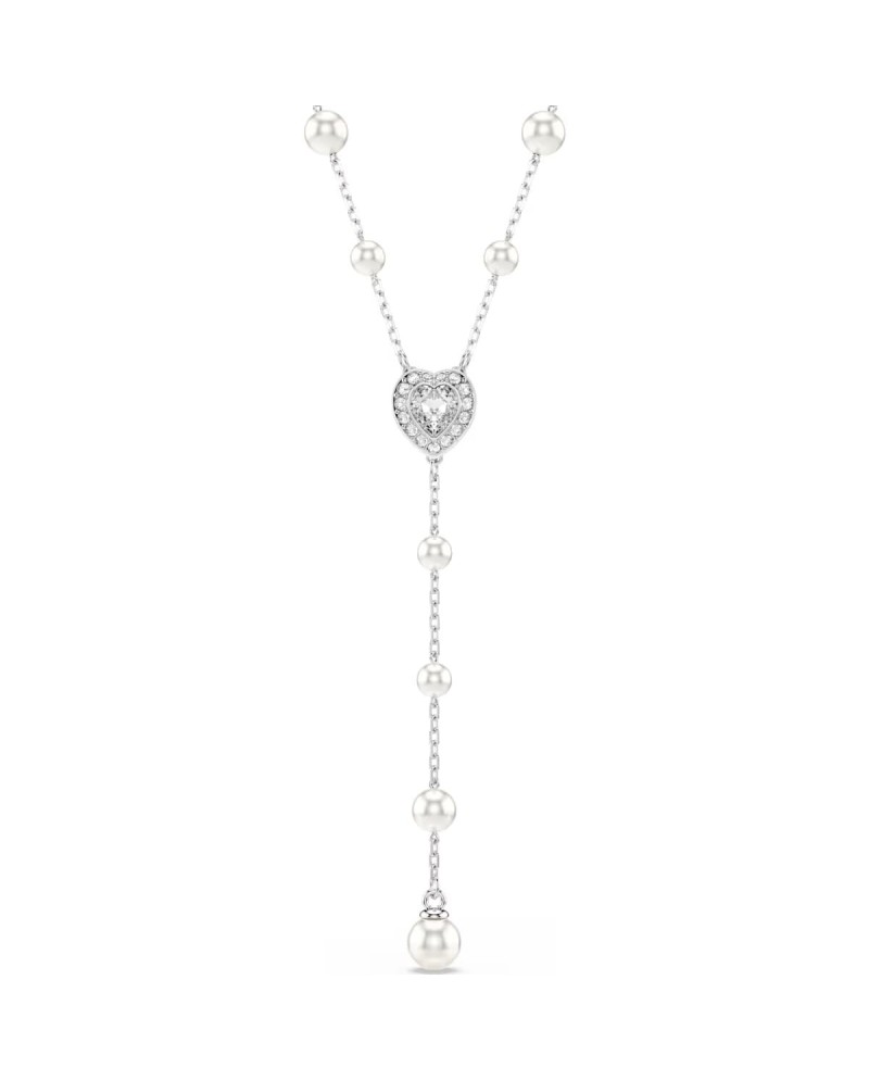 Collier Swarovski Y 5720855 perle de cristal, blanc, plaqué rhodium