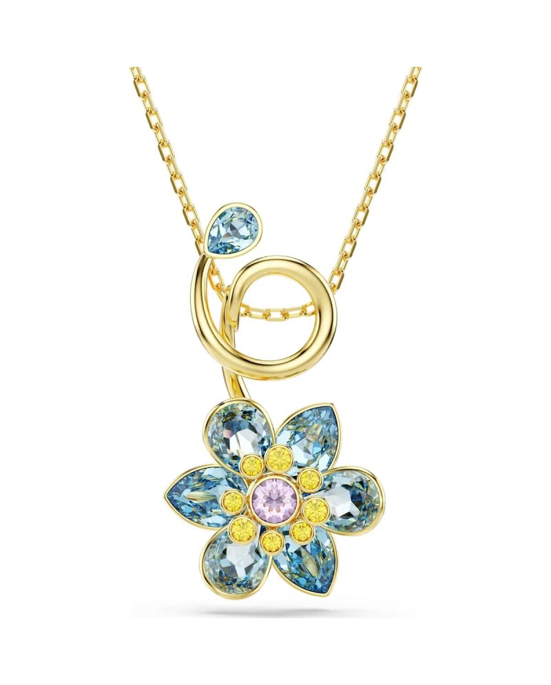 Pendentif Swarovski Idyllia 5709029 différentes tailles, fleur, bleu, plaqué or