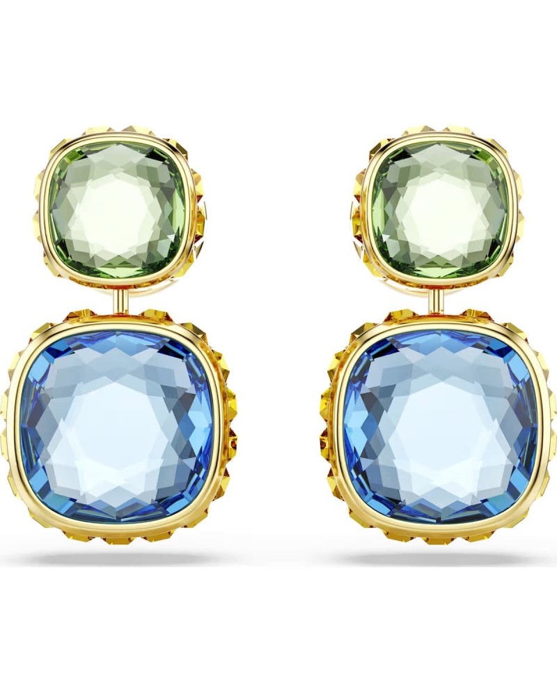 Boucles d'oreilles Swarovski Chroma Drop 5692492 taille coussin, plaqué or