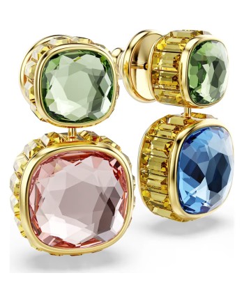 Boucles d'oreilles Swarovski Chroma Drop 5692492 taille coussin, plaqué or