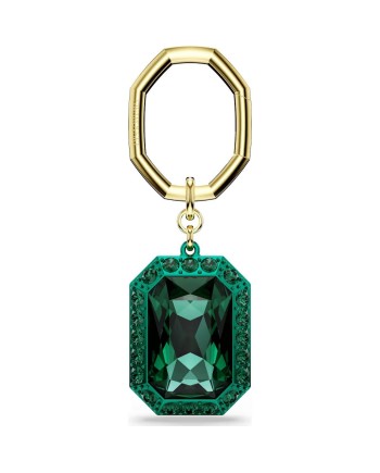Porte-clés Swarovski 5666643 taille octogonale, vert, plaqué or, mélange de métaux