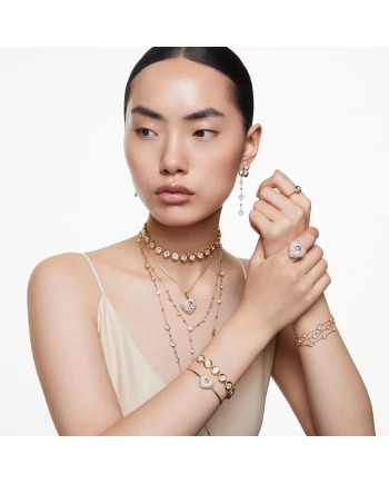 Collier Swarovski Y Imber 5684510 coupe ronde, motif dispersé, blanc, or