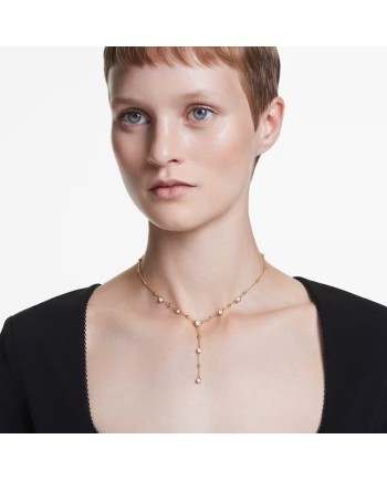 Collier Swarovski Y Imber 5684510 coupe ronde, motif dispersé, blanc, or