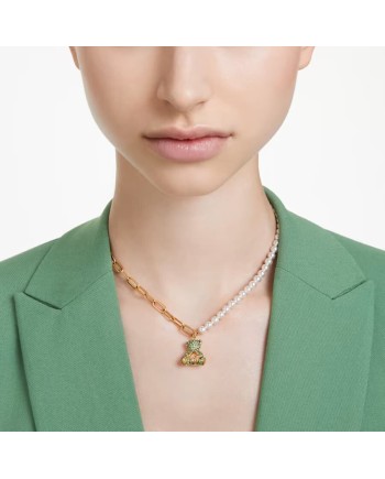 Swarovski Collier Teddy 5669162 Ours, Vert, Multicolore, Couche en Alliage Doré