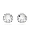 Boucles d'oreilles clous Swarovski Birthstone 5661957 taille coussin, avril, blanc, plaqué rhodium
