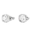 Boucles d'oreilles clous Swarovski Birthstone 5661957 taille coussin, avril, blanc, plaqué rhodium