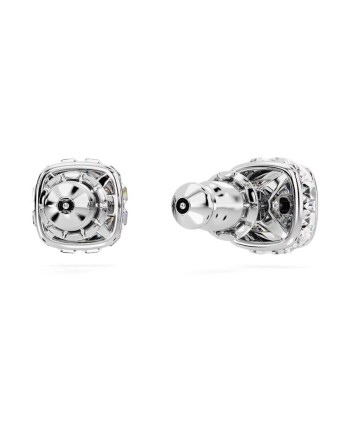 Boucles d'oreilles clous Swarovski Birthstone 5661957 taille coussin, avril, blanc, plaqué rhodium