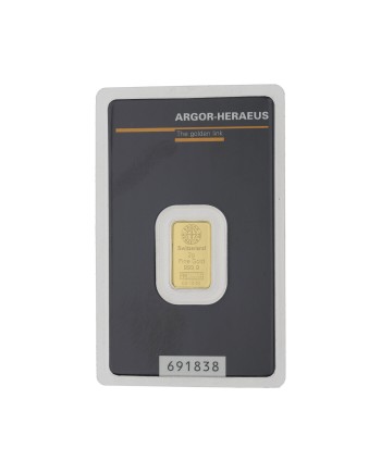 Lingot d'or Argor-Heraeus 2 grammes frappé or fin 999,9 2022-GB-15-2g