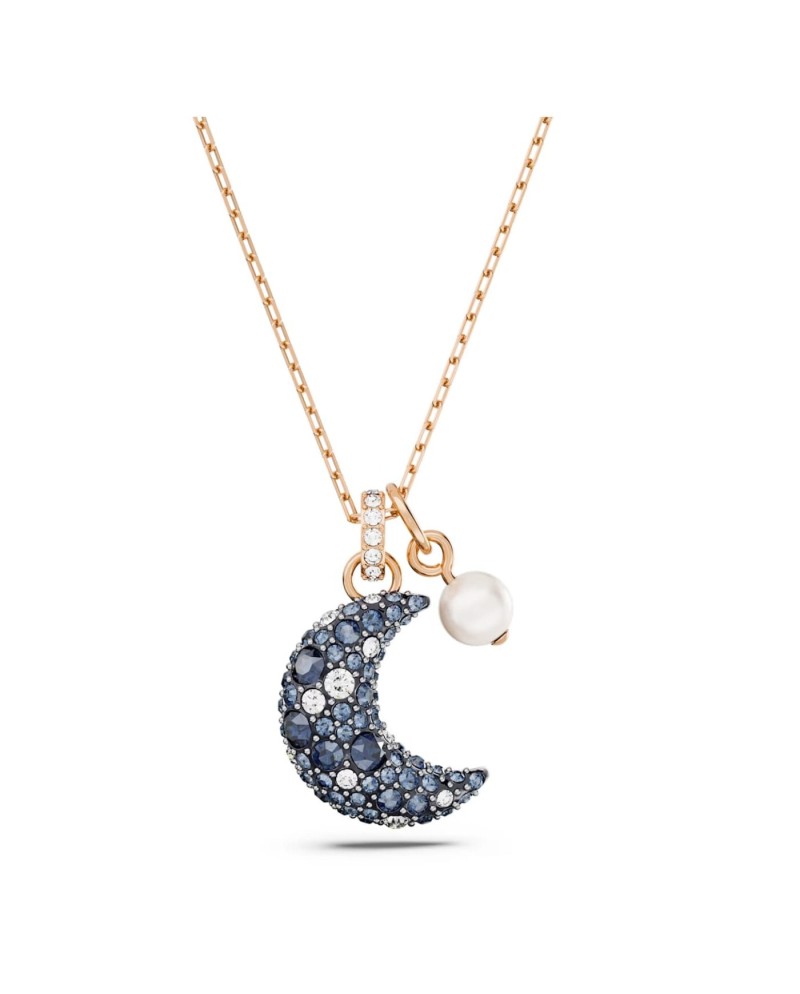 Swarovski Collier 5671585 Luna Pendentif Lune, Multicolore, Alliage Or Rose