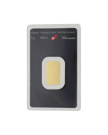 Lingot d'or Argor-Heraeus 5 grammes frappé or fin 999,9 2022-GB-16-5g