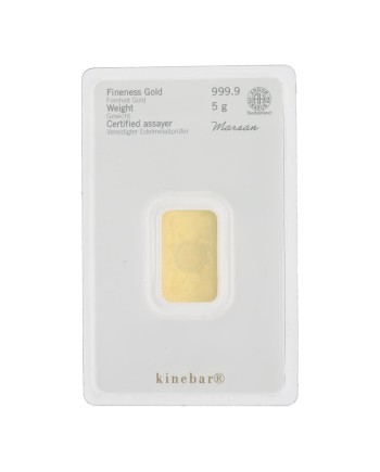 Lingot d'or Argor-Heraeus 5 grammes frappé or fin 999,9 2022-GB-16-5g