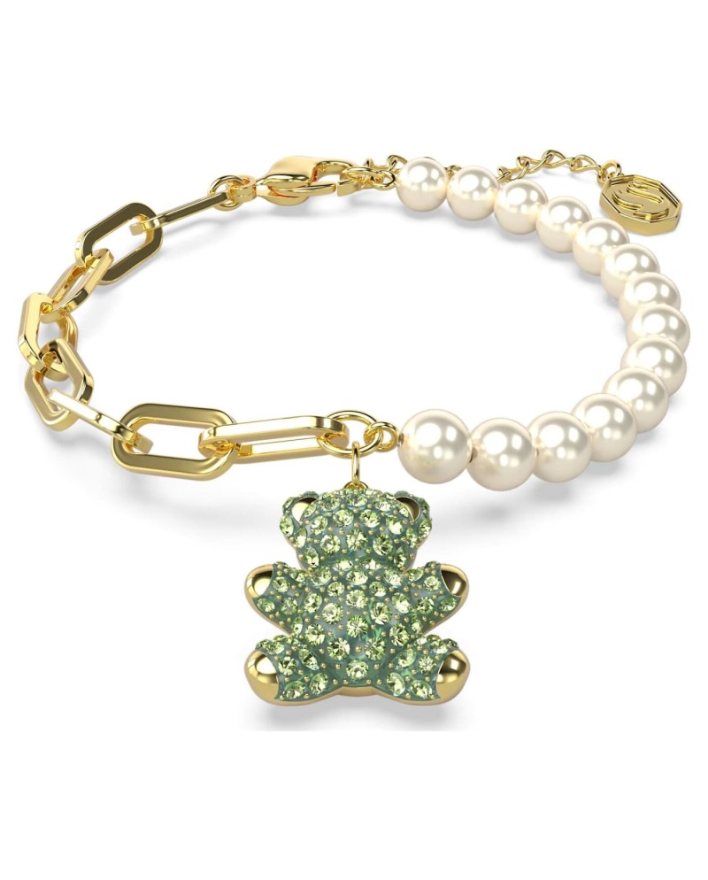 Bracelet Swarovski 5669167 Teddy, ours, vert, couche d'alliage doré