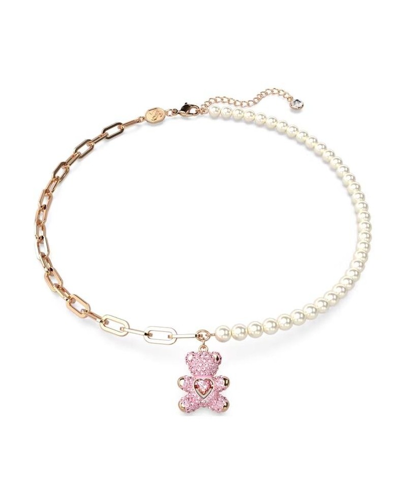 Collier Swarovski Teddy 5669166 ours, rose, couche en alliage or rose
