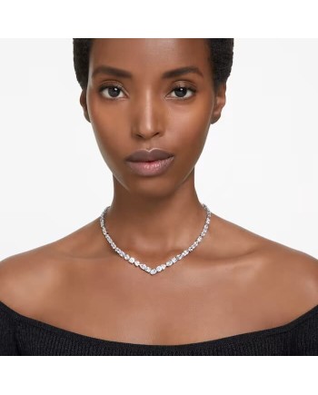 Collier Swarovski Memsera 5665242 Différentes coupes, blanc, plaqué rhodium