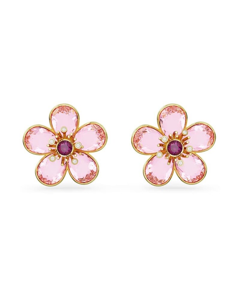 Boucles d'oreilles à tige Swarovski Florere 5656635, fleur, rose, alliage doré superposé