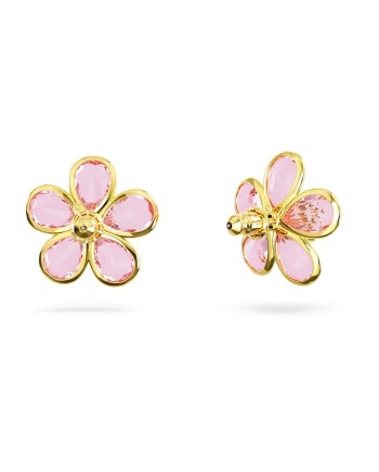 Boucles d'oreilles à tige Swarovski Florere 5656635, fleur, rose, alliage doré superposé