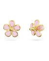 Boucles d'oreilles à tige Swarovski Florere 5656635, fleur, rose, alliage doré superposé