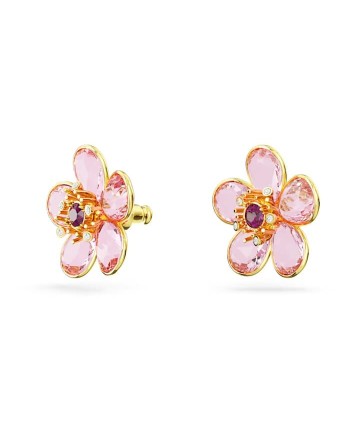 Boucles d'oreilles à tige Swarovski Florere 5656635, fleur, rose, alliage doré superposé