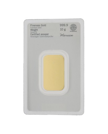 Lingot d'or Argor-Heraeus 10 grammes frappé or fin 999,9 2022-GB-11-10g