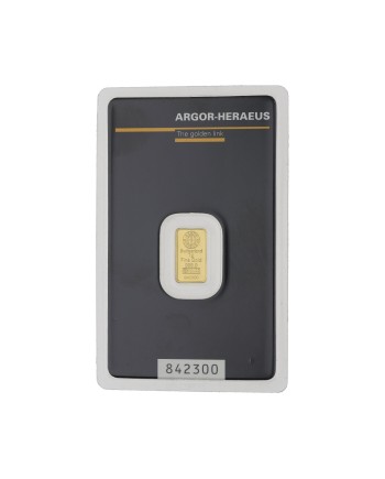 Lingot d'or 1g or fin 999,9 2022-GB-08-1g Argor-Heraeus