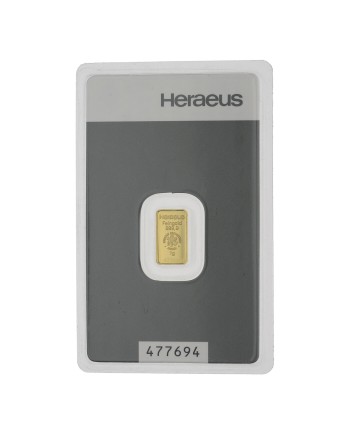 Lingot d'or 1g or fin 999,9 2022-GB-08-1g Argor-Heraeus