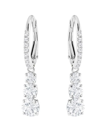 Boucles d'oreilles Swarovski 5416155 Attract Trilogy Round, blanc, plaqué rhodium